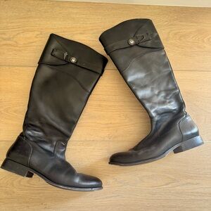 Frye Molly Black Leather Button Riding Boots